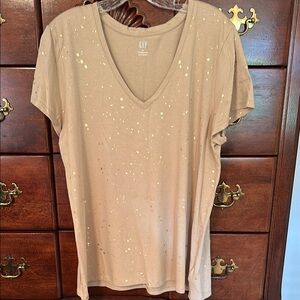 GAP Cream Sequin Short Sleeve T-Shirt